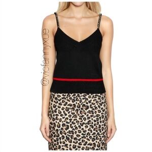 N21 black crystal embellished strap knit tank top 2